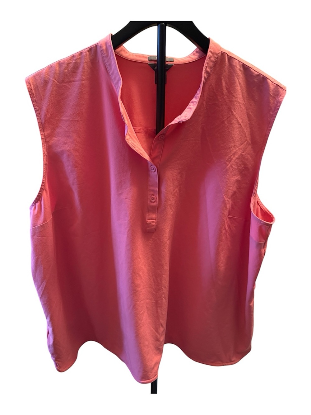Eddie Bauer Women’s Pink Sleeveless Henley Blouse 2XL Classic Fit